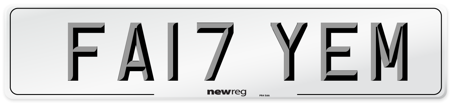 FA17 YEM Number Plate from New Reg